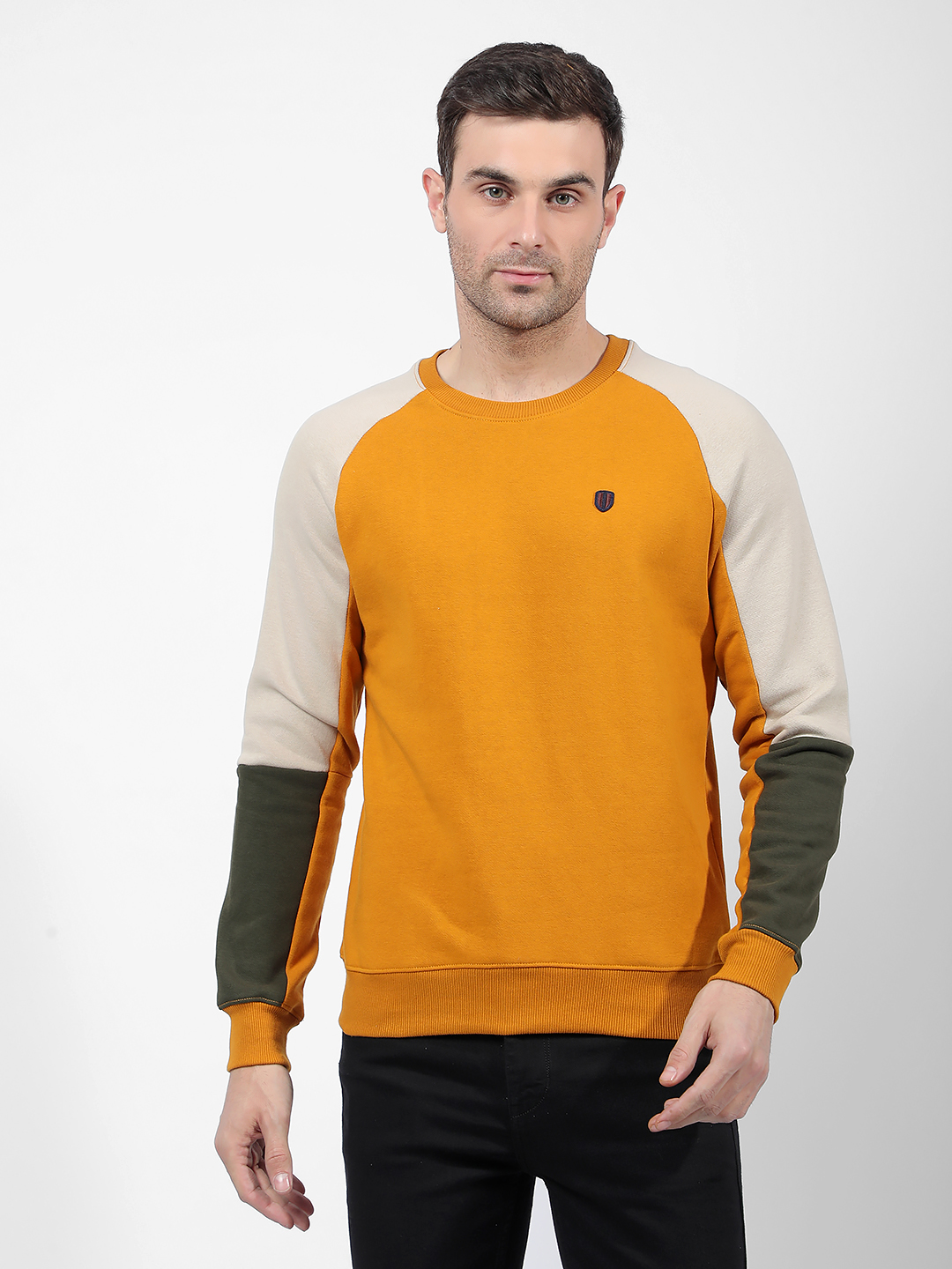 Numero Uno Men Orange Crew Neck Regular Fit Sweatshirt